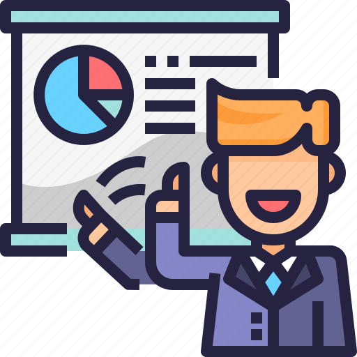 Business man, corporate, data, present, presentation, report icon - Download on Iconfinder