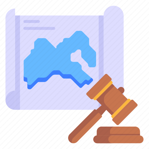 Land dispute, legal map, gavel, map, law icon - Download on Iconfinder