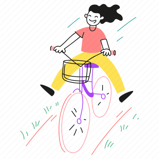 Girl, sport, speed, leisure, transport, bike, outdoor illustration - Download on Iconfinder