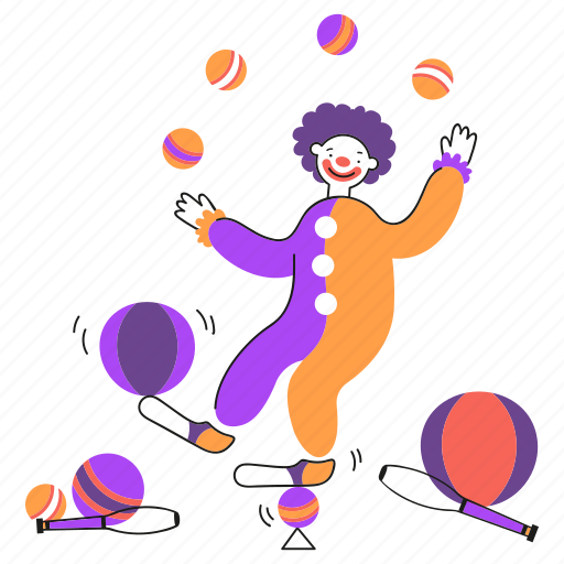 Clowns, costume, carnival, show, juggle, circus, leisure illustration - Download on Iconfinder