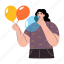 blowing, balloons, fun, activity, recreation, leisure 