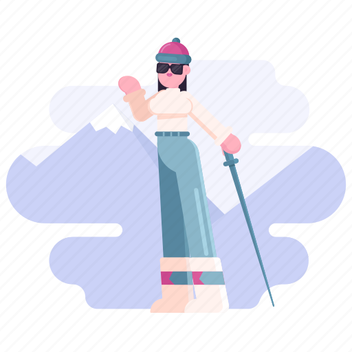 Holidays, weather, woman, girl, person, ski, skiing illustration - Download on Iconfinder