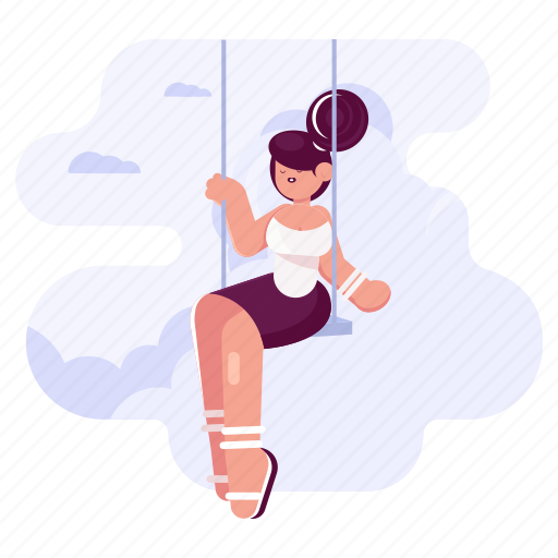 Leisure, woman, girl, person, swing, swinging, clouds illustration - Download on Iconfinder