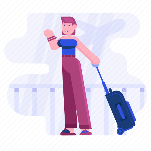 Travel, travelling, airport, flight, airplane, luggage, baggage illustration - Download on Iconfinder