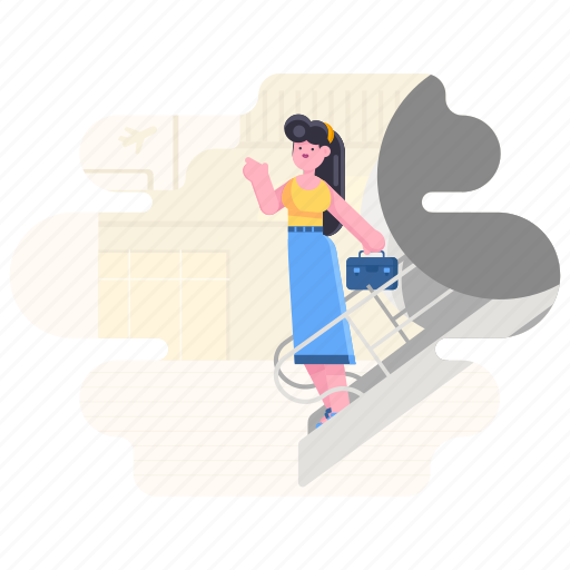 Travel, woman, girl, person, airport, arrival, airplane illustration - Download on Iconfinder