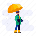 weather, rainy, rain, umbrella, protection, forecast, man, people 