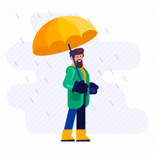 Weather, rainy, rain, umbrella, protection, forecast, man illustration - Download on Iconfinder