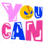 you can, evil emoji, stitched smile, stitched mouth, typographic word 