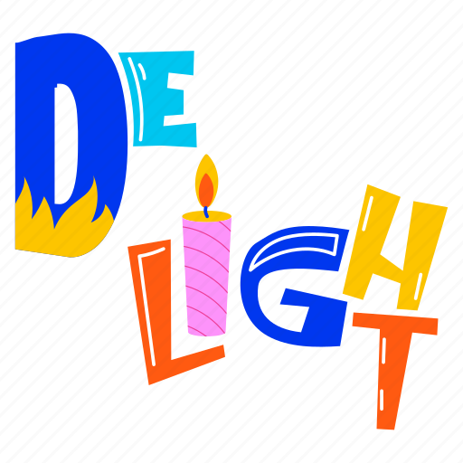 Delight candle, delight word, delight, burning candle, candlestick icon - Download on Iconfinder