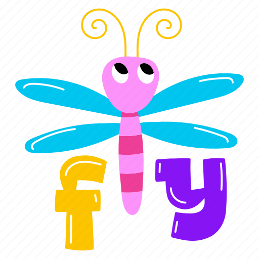 Dragonfly, cute dragonfly, cute insect, fly word, flying insect icon - Download on Iconfinder