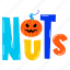 nuts, halloween pumpkin, halloween squash, typography word, creepy pumpkin 
