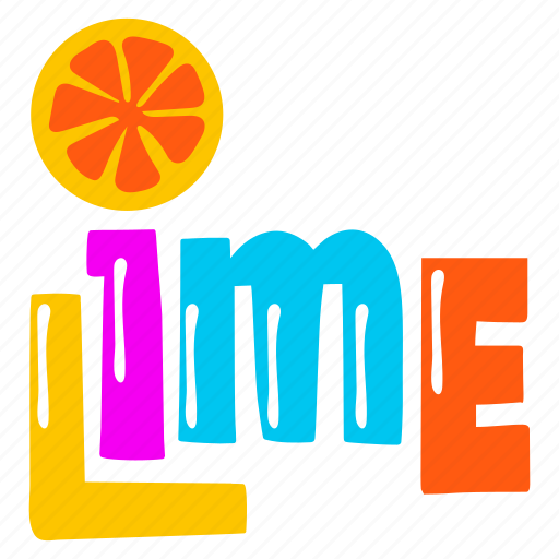 Lime slice, lime word, lemon slice, lime, typography word sticker - Download on Iconfinder