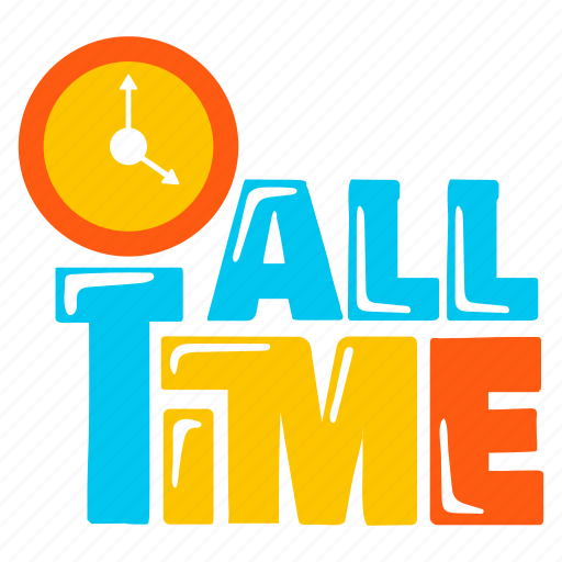 All time, typography words, typography letters, alphabets, wall clock icon - Download on Iconfinder