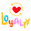 loyalty, heart shape, love update, typography word, loyalty love 