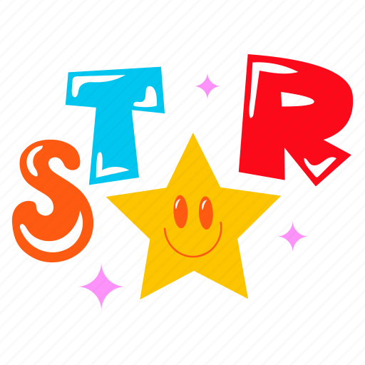 Star emoji, star smiley, cute star, star, typography word sticker - Download on Iconfinder