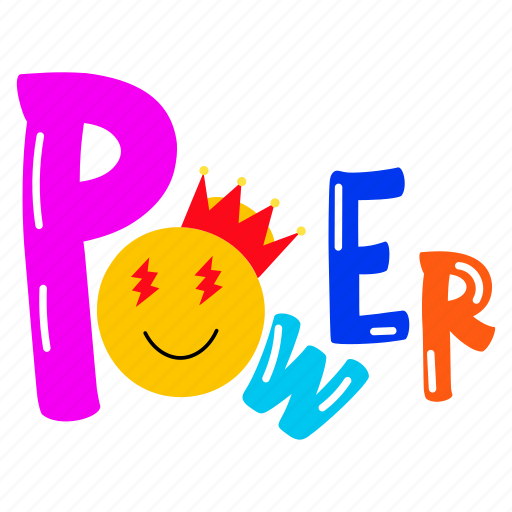 Power emoji, power, cute smiley, cute emoticon, power word sticker - Download on Iconfinder