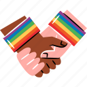 holding, hands, lgbtq, couple, rainbow, love
