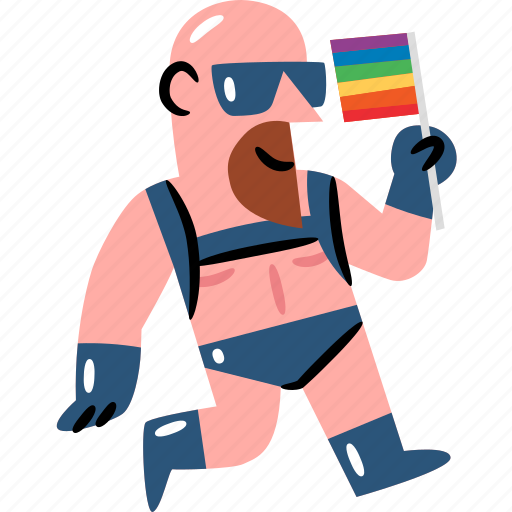 Leather, harness, bald, gay, lgbtq, moustache, rainbow icon - Download on Iconfinder