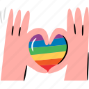 love, hand, lgbtq, rainbow, sign