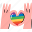 love, hand, lgbtq, rainbow, sign 
