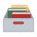 book, box, document, file, folder, paper, repository