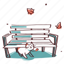 bench, cat, chair, park bench