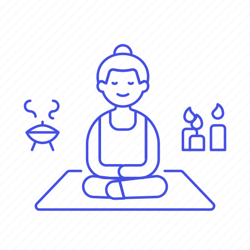 Zen, meditation, candle, relaxation, balance, female, yoga icon - Download on Iconfinder