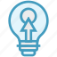arrow, bulb, click, energy, idea, light, light bulb 