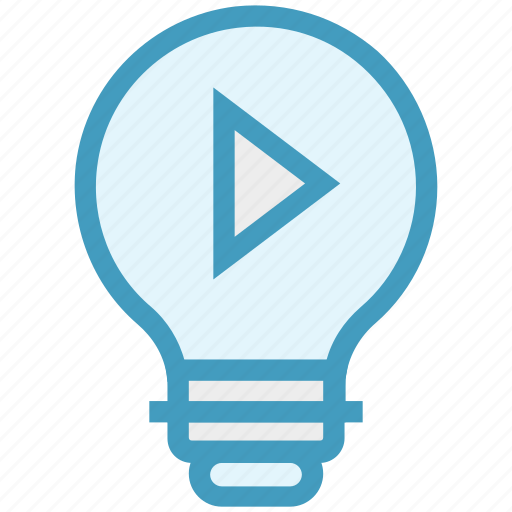 Bulb, energy, idea, light, light bulb, media, video play icon - Download on Iconfinder