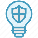bulb, energy, idea, light, light bulb, security, shield