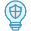 bulb, energy, idea, light, light bulb, security, shield 