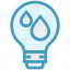 bulb, drops, energy, idea, light, light bulb, water 