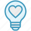 bulb, energy, heart, idea, light, light bulb, love 
