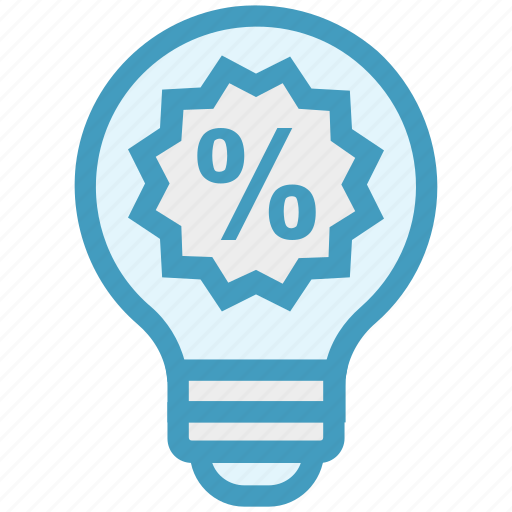Bulb, discount tag, energy, idea, light, light bulb, percentage icon - Download on Iconfinder