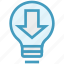 arrow, bulb, download, energy, idea, light, light bulb 