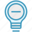 bulb, energy, idea, light, light bulb, minus, remove 