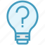 bulb, energy, idea, light, light bulb, logic, question sign 