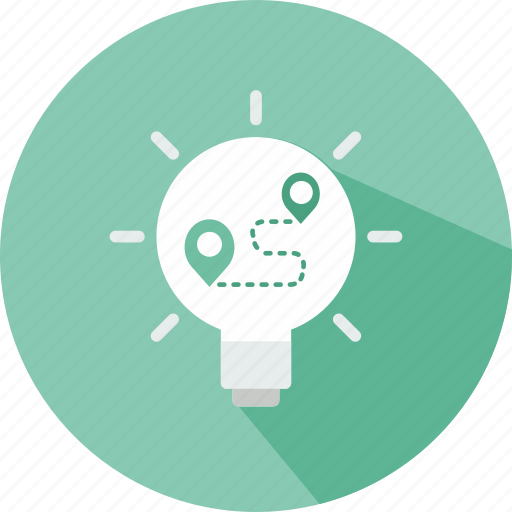 Bulb, idea, illumination, light, location, map, plan icon - Download on Iconfinder