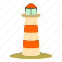 beacon, cartoon, light, lighthouse, object, ocean, sea