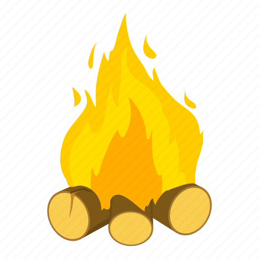 Bonfire, campfire, cartoon, firewood, flame, hot, object icon - Download on Iconfinder