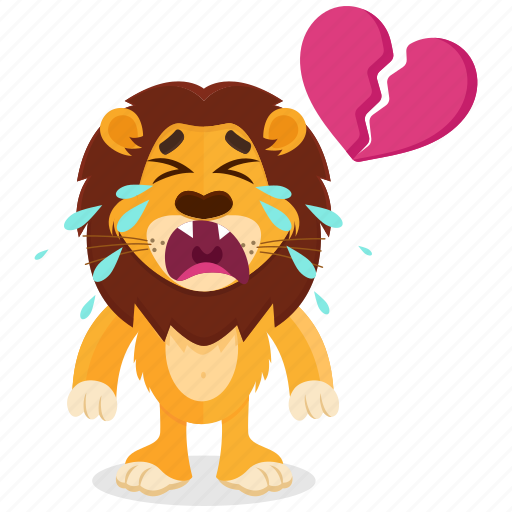 Broken, emoji, emoticon, heart, lion, smiley, sticker icon - Download on Iconfinder