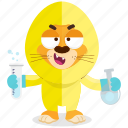 chemical, emoji, emoticon, experiment, lion, smiley, sticker