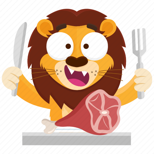 Emoji, emoticon, food, lion, meat, smiley, sticker icon - Download on Iconfinder