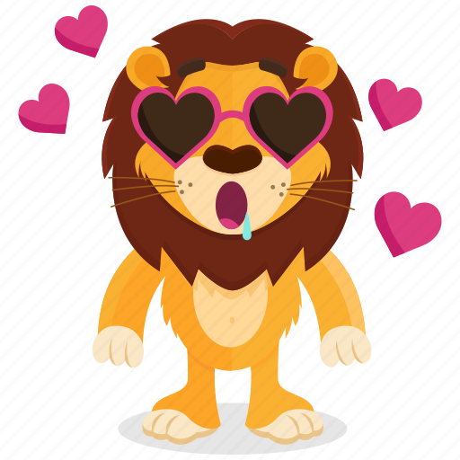 Emoji, emoticon, glasses, lion, love, smiley, sticker icon - Download on Iconfinder