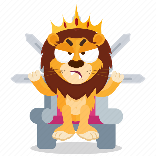 Emoji, emoticon, iron, lion, smiley, sticker, throne icon - Download on Iconfinder