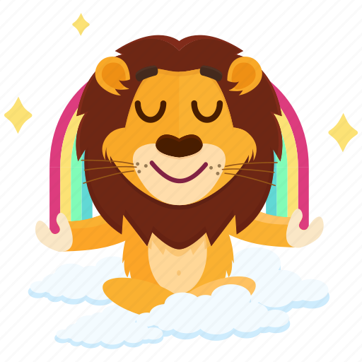 Emoji, emoticon, lion, rainbow, smiley, sticker icon - Download on Iconfinder