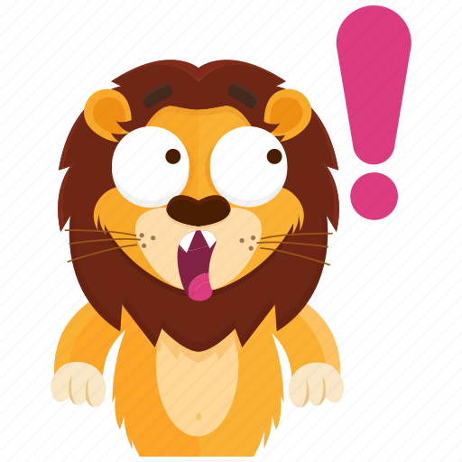 Emoji, emoticon, exclaimation, lion, smiley, sticker, surprise icon - Download on Iconfinder