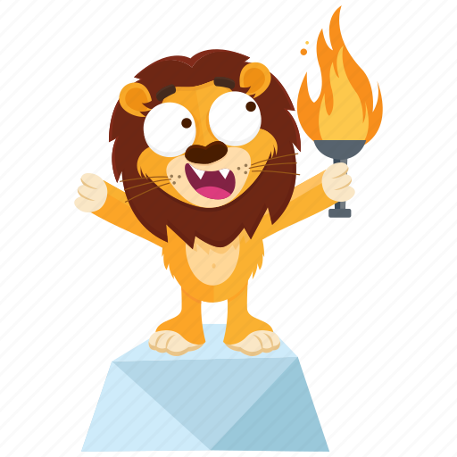 Emoji, emoticon, goal, lion, smiley, sticker, torch icon - Download on Iconfinder