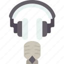 microphone, headphone, audio, broadcast, recording