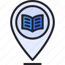 pin, book, location, map, study 